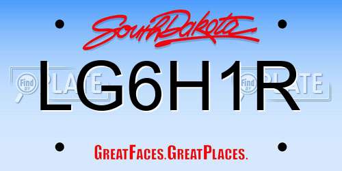 LG6H1R South Dakota License Plate