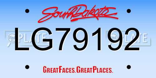 LG79192 South Dakota License Plate