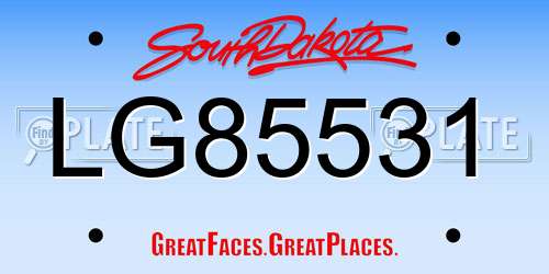 LG85531 South Dakota License Plate