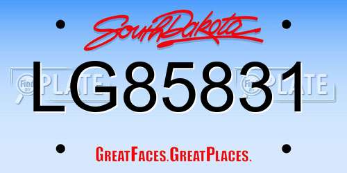 LG85831 South Dakota License Plate