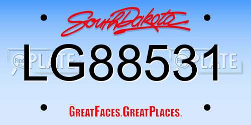 LG88531 South Dakota License Plate