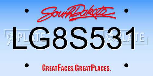 LG8S531 South Dakota License Plate