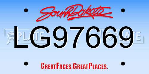 LG97669 South Dakota License Plate