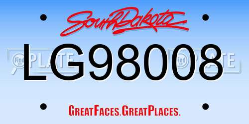 LG98008 South Dakota License Plate