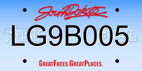 LG9B005 South Dakota License Plate