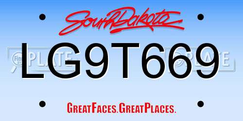 LG9T669 South Dakota License Plate