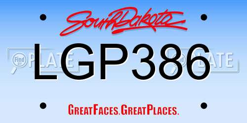 LGP386 South Dakota License Plate
