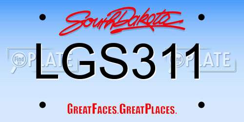 LGS311 South Dakota License Plate