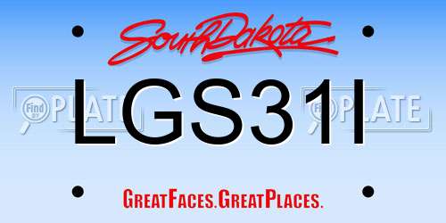 LGS31I South Dakota License Plate