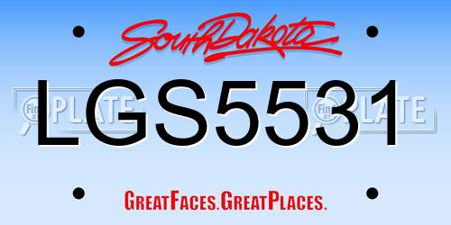 LGS5531 South Dakota License Plate