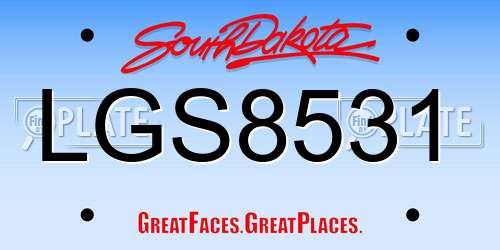 LGS8531 South Dakota License Plate