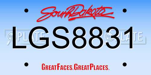 LGS8831 South Dakota License Plate