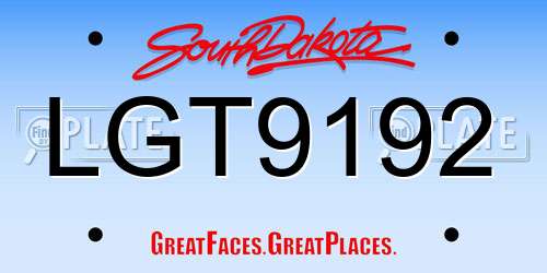 LGT9192 South Dakota License Plate