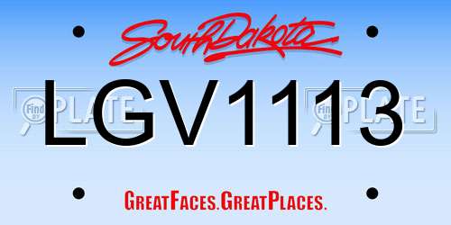 LGV1113 South Dakota License Plate