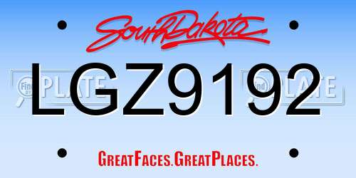 LGZ9192 South Dakota License Plate