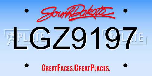 LGZ9197 South Dakota License Plate