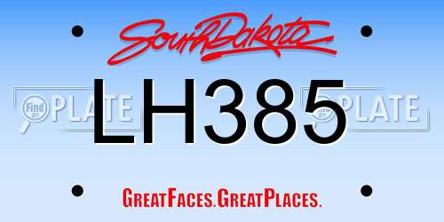 LH385 South Dakota License Plate