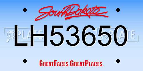 LH53650 South Dakota License Plate