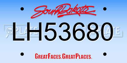 LH53680 South Dakota License Plate