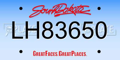 LH83650 South Dakota License Plate