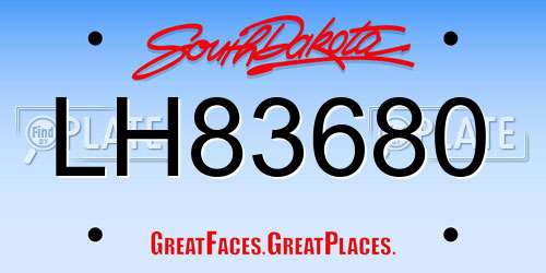 LH83680 South Dakota License Plate