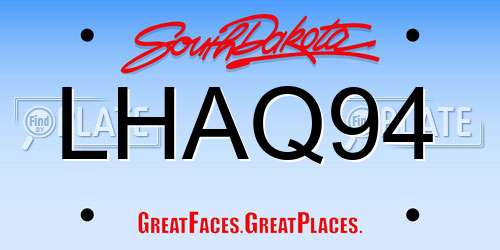 LHAQ94 South Dakota License Plate