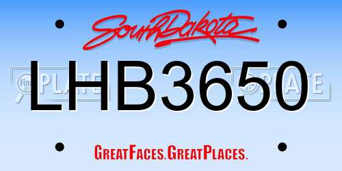 LHB3650 South Dakota License Plate