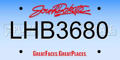 LHB3680 South Dakota License Plate