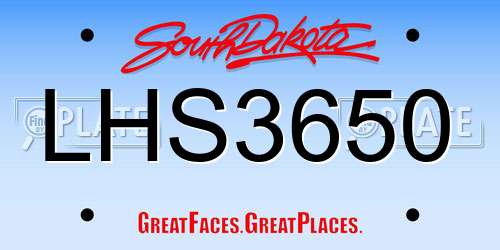 LHS3650 South Dakota License Plate