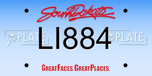LI884 South Dakota License Plate