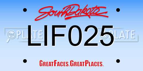 LIF025 South Dakota License Plate