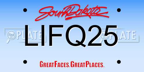LIFQ25 South Dakota License Plate