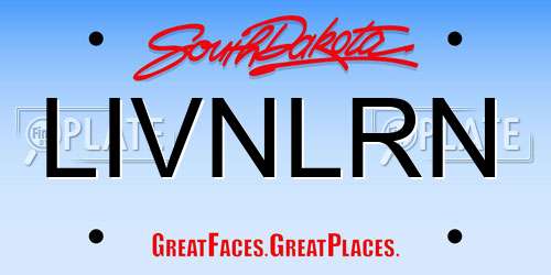 LIVNLRN South Dakota License Plate