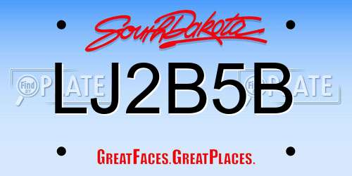 LJ2B5B South Dakota License Plate