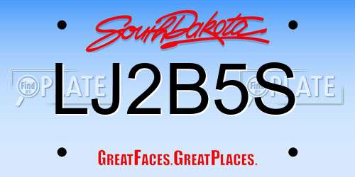 LJ2B5S South Dakota License Plate