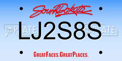 LJ2S8S South Dakota License Plate