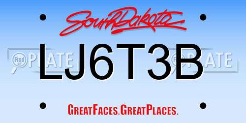 LJ6T3B South Dakota License Plate