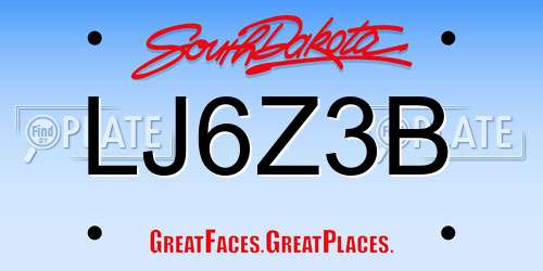 LJ6Z3B South Dakota License Plate