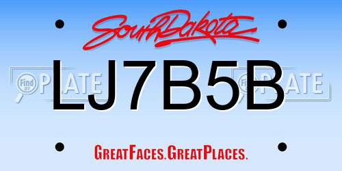 LJ7B5B South Dakota License Plate