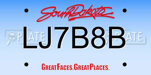 LJ7B8B South Dakota License Plate