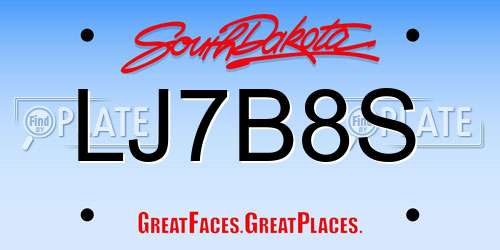 LJ7B8S South Dakota License Plate