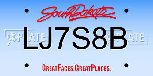 LJ7S8B South Dakota License Plate