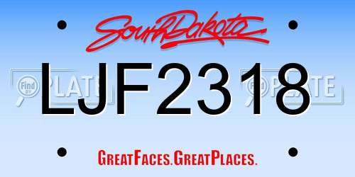 LJF2318 South Dakota License Plate
