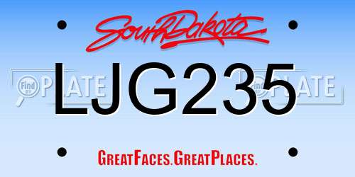 LJG235 South Dakota License Plate