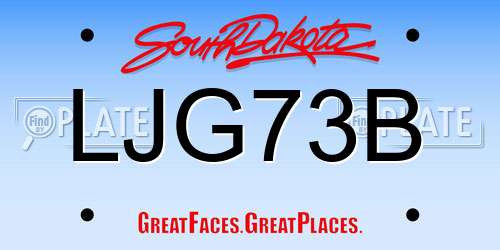LJG73B South Dakota License Plate