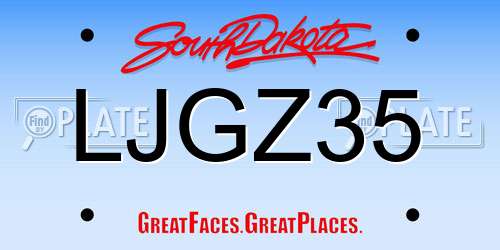 LJGZ35 South Dakota License Plate