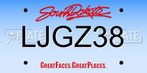 LJGZ38 South Dakota License Plate