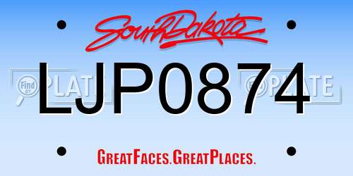 LJP0874 South Dakota License Plate