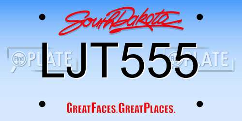 LJT555 South Dakota License Plate