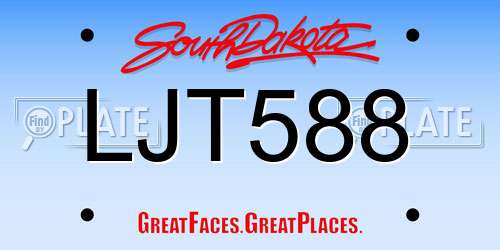 LJT588 South Dakota License Plate